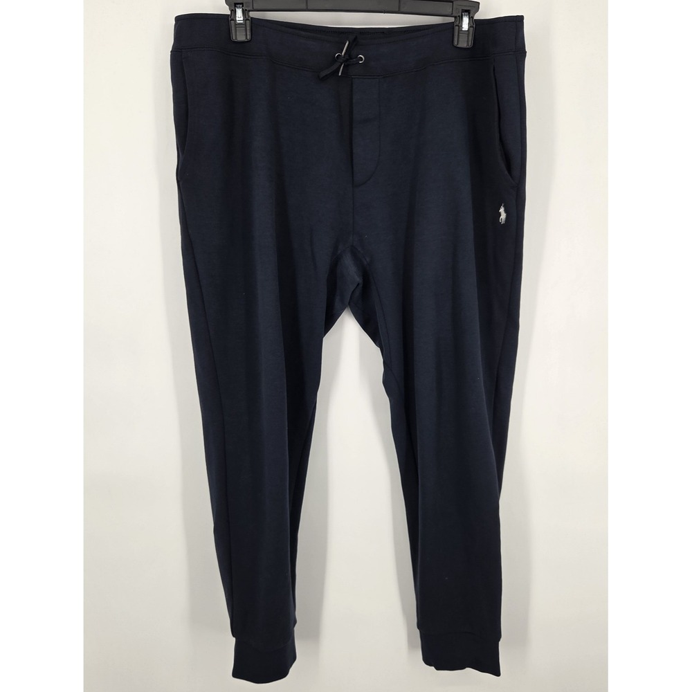 Polo Ralph Lauren Double Knit Jogger Sweatpants Mens XXL Navy Blue Drawstring